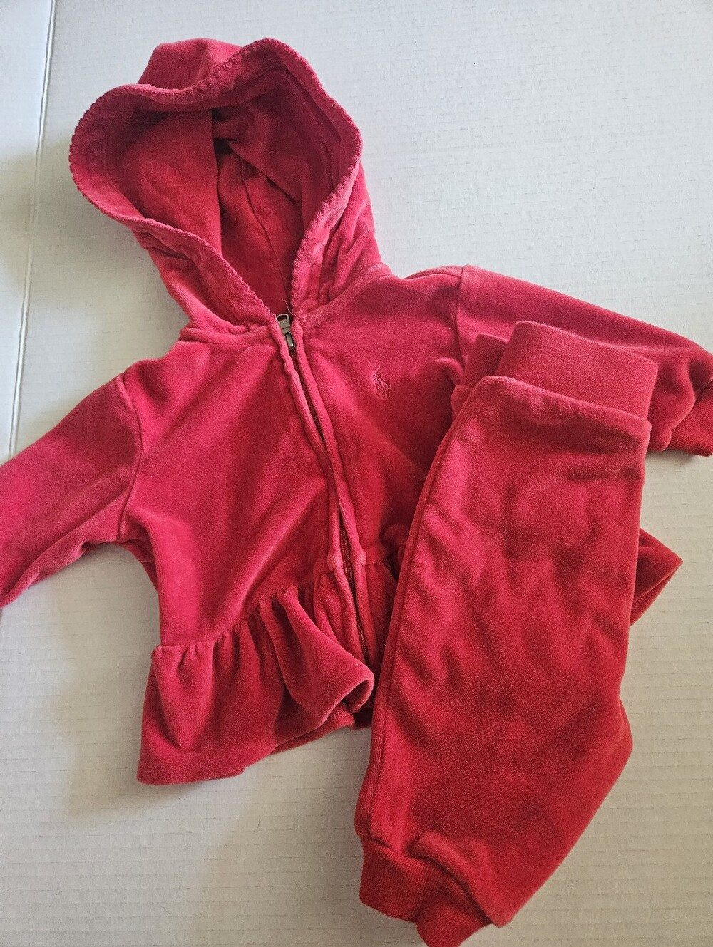 Ralph Lauren Baby Girls Red Hooded Zip Set